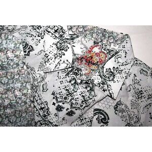 Robert Graham Men's L Classic Fit White Green Paisley Victorian Print Shirt